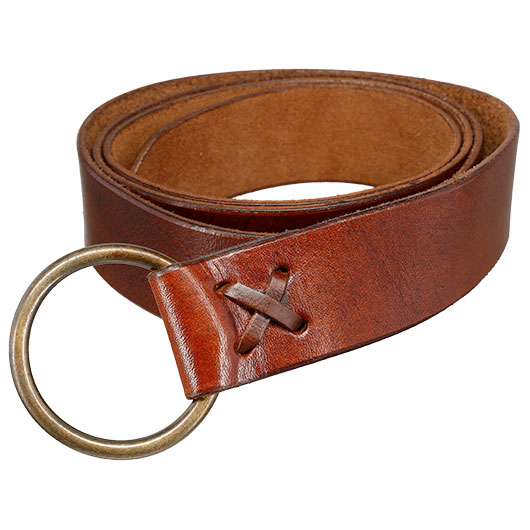 Mittelalter-Langg�rtel 150 cm braun aus Leder mit Messingring Bild 5