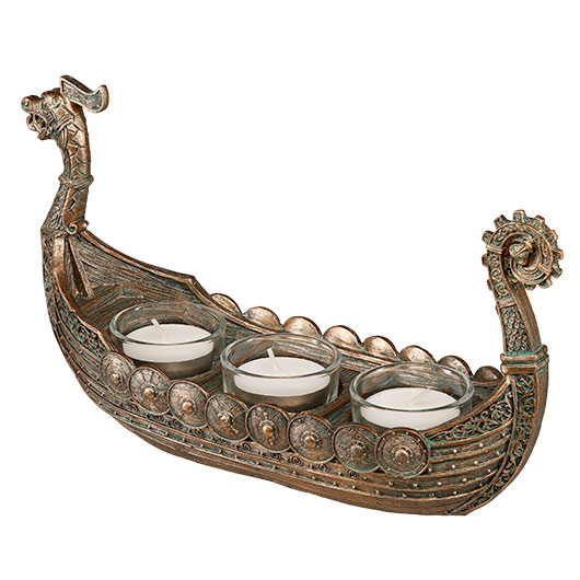 Wikingerschiff Drakkar Teelichterhalter f�r 3 Kerzen Bild 1