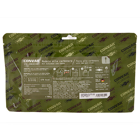 Convar Feldk�che Nudeln alla carbonara mit Schinken und Sahne 150 g Beutel
