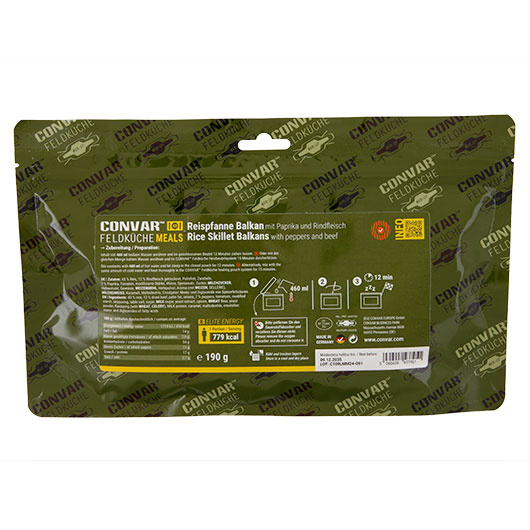 Convar Feldk�che Meals Reispfanne Balkan mit Paprika und Rindfleisch 190 g Beutel