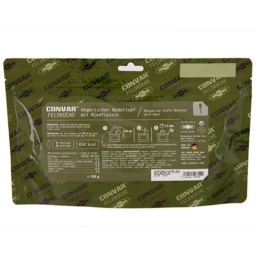 Convar Feldk�che Ungarischer Nudeltopf mit Rindfleisch 150 g Beutel