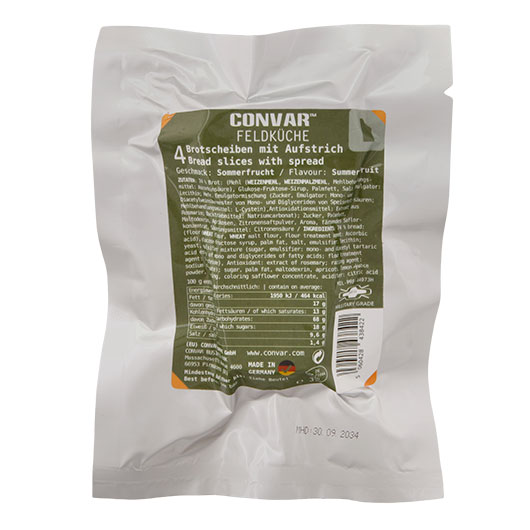 Convar Feldk�che 4 Brotscheiben mit Aufstrich Geschmack Sommerfrucht 35 g