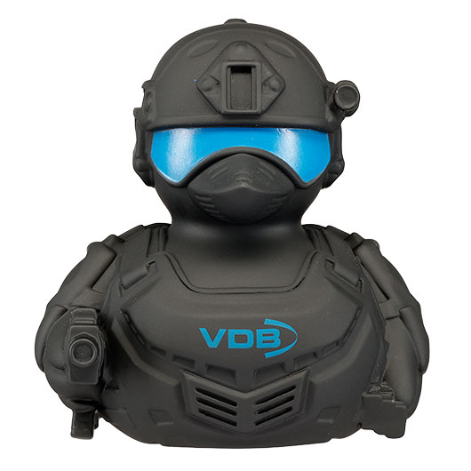 SEK Badeente Tom Tactical - Schwarze Quietscheente im SEK-Look mit VDB-Logo