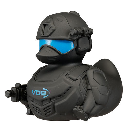 SEK Badeente Tom Tactical - Schwarze Quietscheente im SEK-Look mit VDB-Logo Bild 1