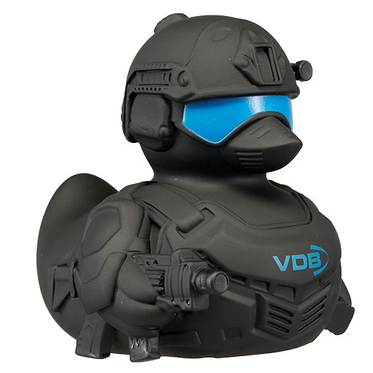 SEK Badeente Tom Tactical - Schwarze Quietscheente im SEK-Look mit VDB-Logo Bild 2