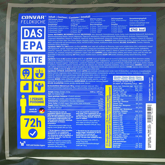 Convar DAS EPA 72 Stunden Notverpflegungs-Fluchtpaket (EU-Empfehlung) haltbar bis Januar 2037 Bild 2