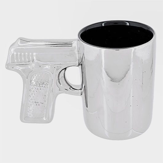 Out Of The Blue Becher silberfarben Hasta la vista baby mit Pistolengriff 350 ml Bild 1