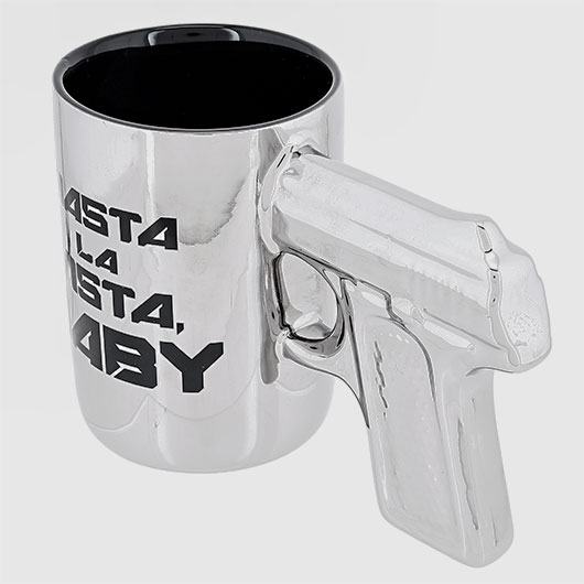 Out Of The Blue Becher silberfarben Hasta la vista baby mit Pistolengriff 350 ml Bild 3