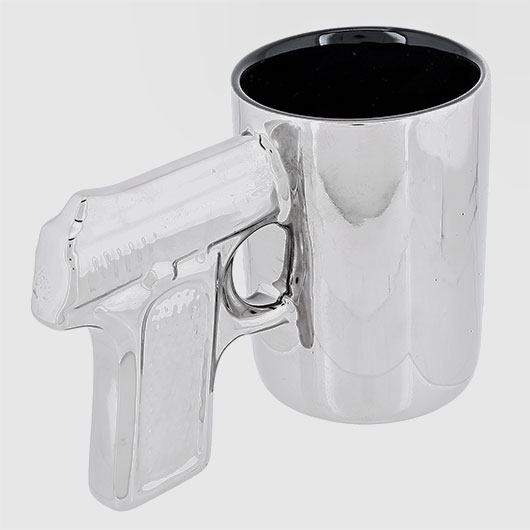 Out Of The Blue Becher silberfarben Hasta la vista baby mit Pistolengriff 350 ml Bild 4