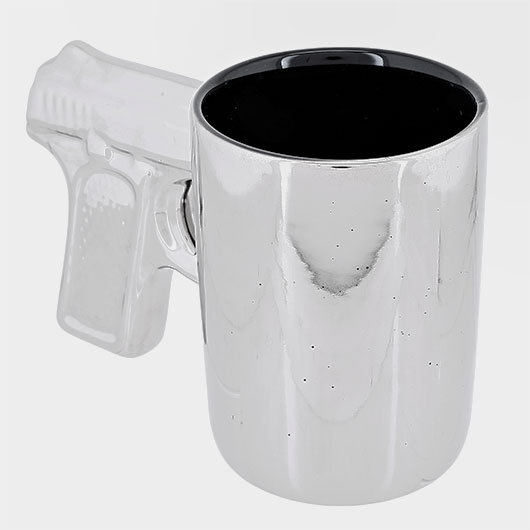 Out Of The Blue Becher silberfarben Hasta la vista baby mit Pistolengriff 350 ml Bild 5