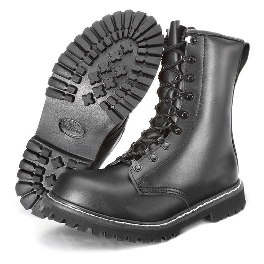 Mil-Tec Springerstiefel Leder schwarz mit Stahlkappe Bild 1