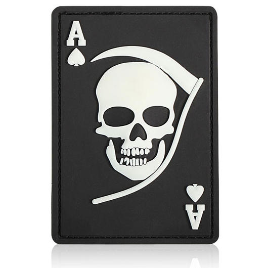 3D Rubber Patch mit Klettflche Death Ace schwarz/wei