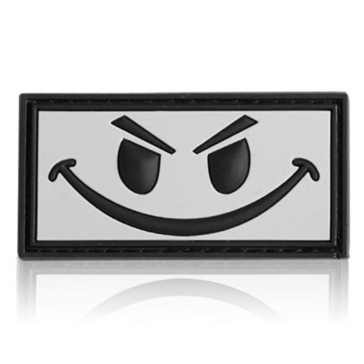 3D Rubber Patch mit Klettflche Evil Smiley grau/schwarz
