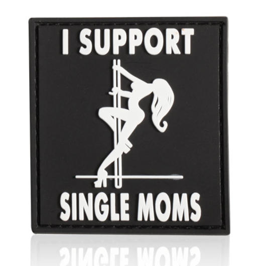 3D Rubber Patch mit Klettflchen Support Single Moms schwarz/wei