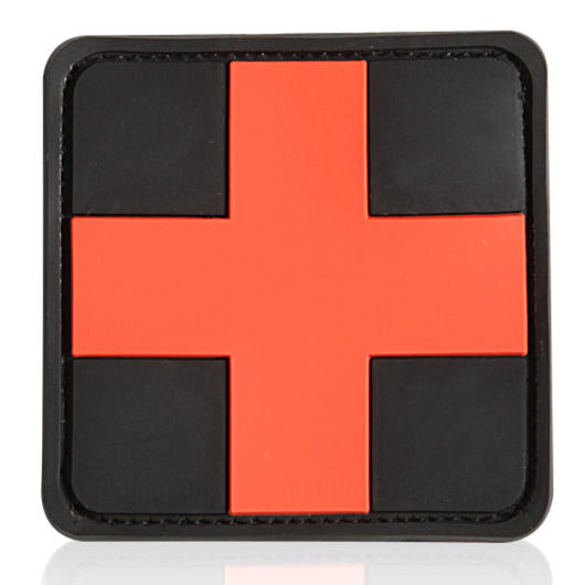 3D Rubber Patch medic schwarz rot 5 x 5 cm