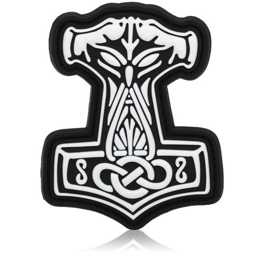 JTG 3D Rubber Patch mit Klettflche Thors Hammer schwarz/wei