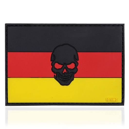 101 INC 3D Rubber Patch mit Klettflche Flagge Deutschland Skull schwarz/rot/gold
