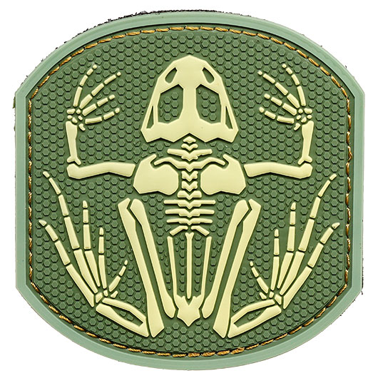 3D Rubber Patch Frog Skeleton  green