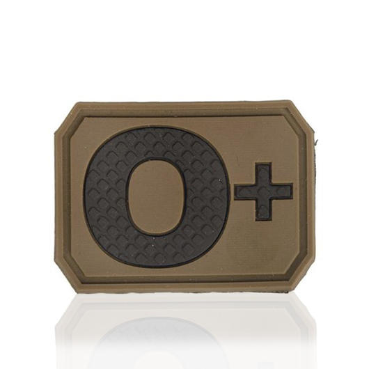 3D Rubber Patch mit Klettflche Blutgruppe 0 positiv dark coyote