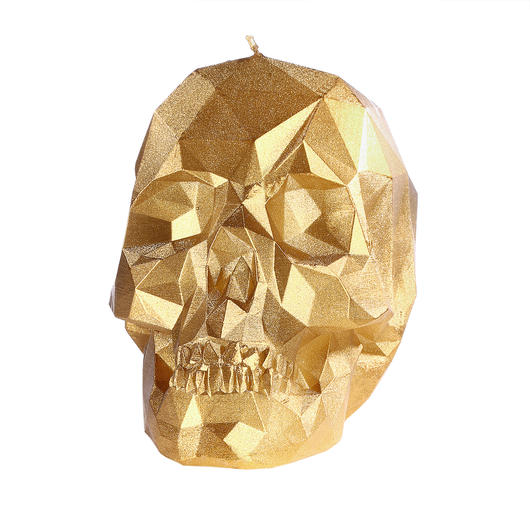 3D-Kerze Totenkopf gold Bild 1