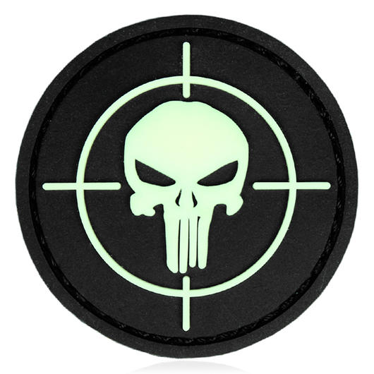3D Rubber Patch mit Klettflche Punisher Visier schwarz/nachleuchtend