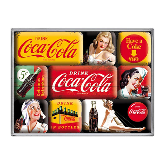 Coca Cola Magnet Set Coca Cola Yellow Mix 9teilig