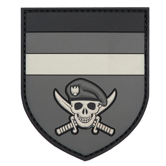 3D Rubber Patch mit Kletfflche German Commando Skull schwarz/grau