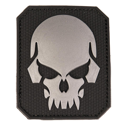 3D Rubber Patch mit Klettflche Skull schwarz/grau