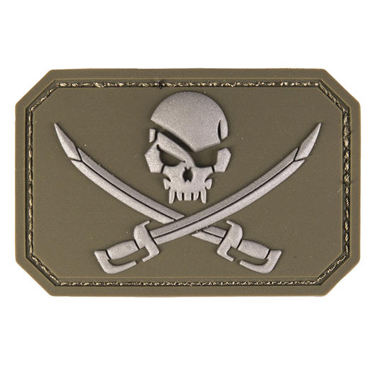 3D Rubber Patch Skull w. Swords oliv