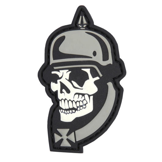 3D Rubber Patch mit Klettflche WW I Skull schwarz/grau