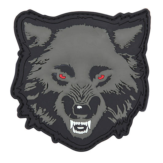 3D Rubber Patch mit Klettflche Wolf schwarz/grau
