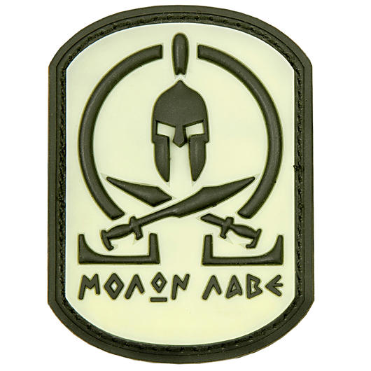 3D Rubber Patch mit Klettflche Molon Labe Spartan schwarz/nachleuchtend