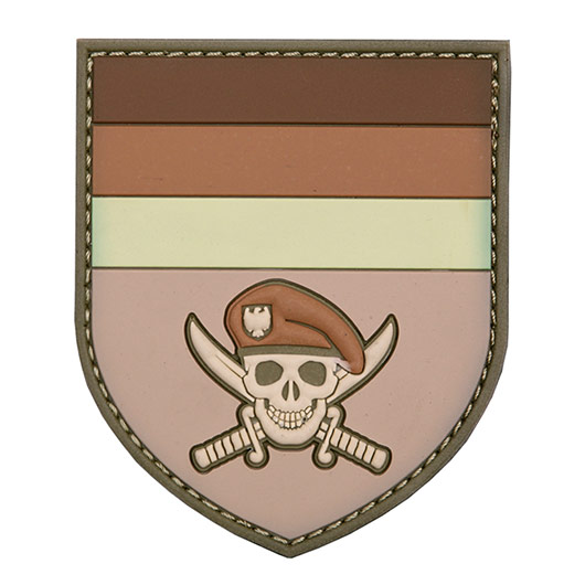 3D Rubber Patch mit Klettflche German Commando Skull dessert