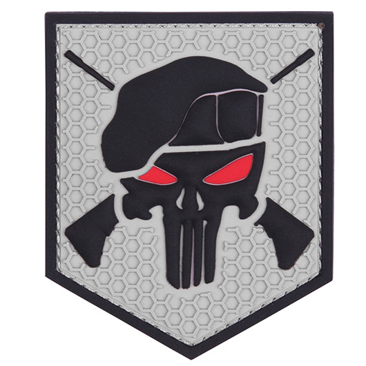 3D Rubber Patch mit Klettflche Commando Punisher grau/schwarz