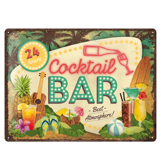Blechschild Cocktail Bar 30x40 cm