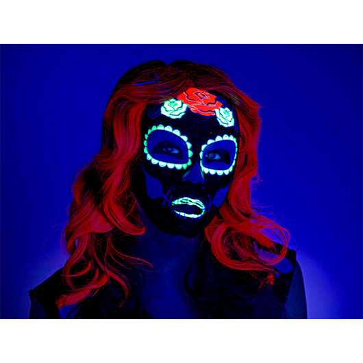 Textil-Maske Tag der Toten schwarz fluoreszierend Bild 1