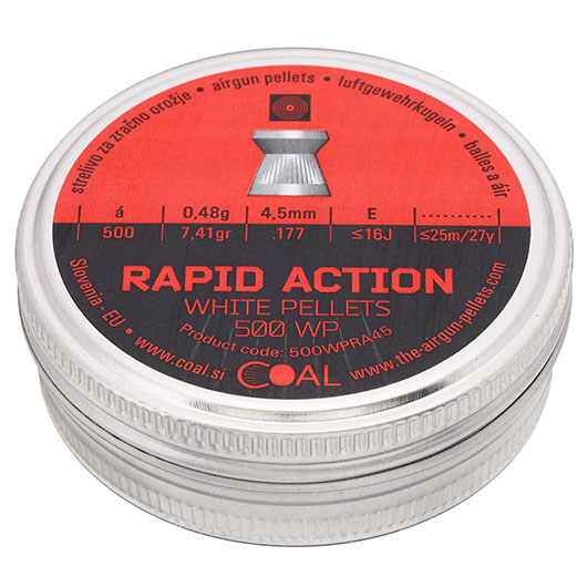 Coal White Pellets Rapid Action Flachkopf Diabolos Kal. 4,5 mm 500er Dose fr CO2-Waffen Trommelmagazine Bild 1