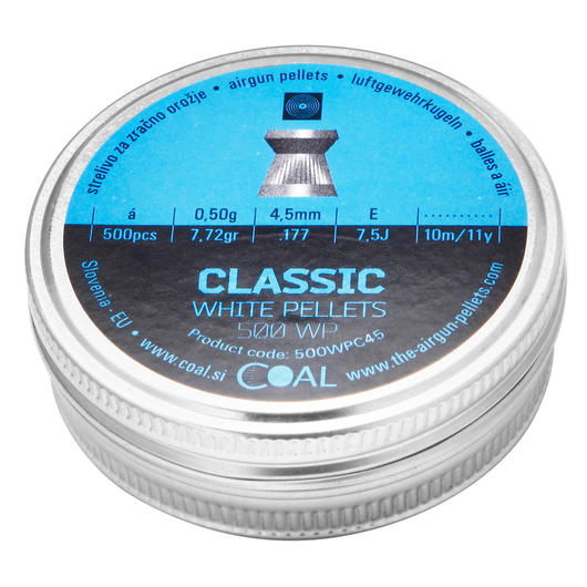 Coal Classic White Pellets Flachkopf  Diabolos Kal. 4,5 mm 500er Dose Bild 1
