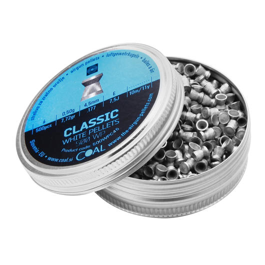 Coal Flachkopf Diabolos Classic White Pellets geriffelter Schaft Kal. 4,5 mm 500er Dose Bild 2