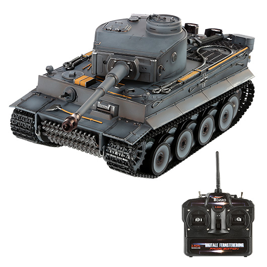 Versandrcklufer RC Panzer Tiger I Frhe Version grau 1:16 schussfhig Rauch & Sound RTR