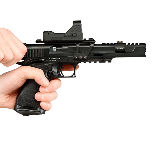 Umarex Race Gun CO2 Luftpistole 4,5mm BB Blowback schwarz mit Leuchtpunktvisier Bild 11