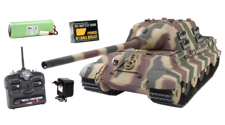 Torro RC Panzer Jagdtiger VI Profi-Edition 1:16 schussfähig sommertarn inkl. Holzkiste