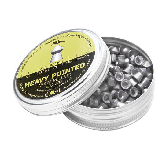 Coal Spitzkopf Diabolo Heavy Pointed White Pellets glatter Schaft Kal. 6,35mm 125er Dose Bild 2