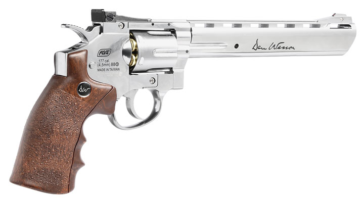 Dan Wesson 8 Zoll CO2 Revolver 4,5mm BB chrom / Wood-Style Grip Bild 7