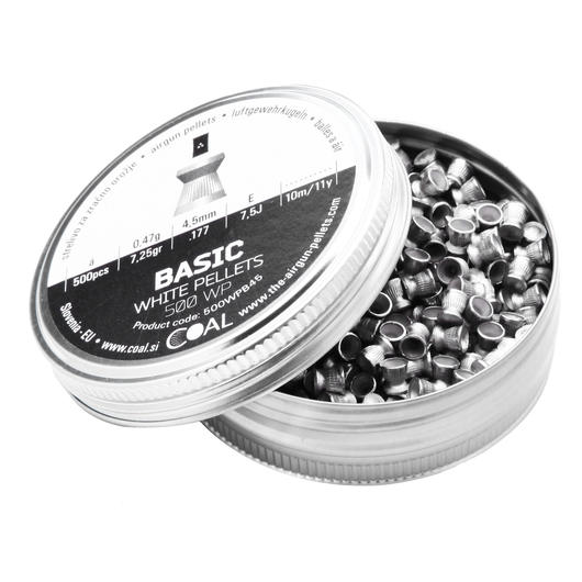 Coal Flachkopf Diabolos Basic White Pellets geriffelter Schaft Kal. 4,5 mm 500er Dose Bild 2