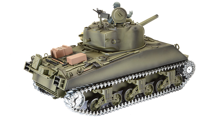 Amewi RC Panzer U.S. M4A3 Sherman Metallketten 1:16 schussfhig RTR oliv Bild 2
