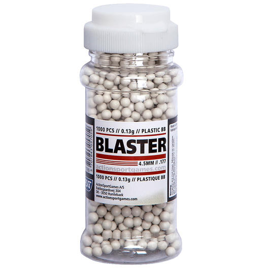 ASG Blaster Kunststoff BBs Rundkugeln Kal. 4,5mm 0.13g 1000 Schuss weiss