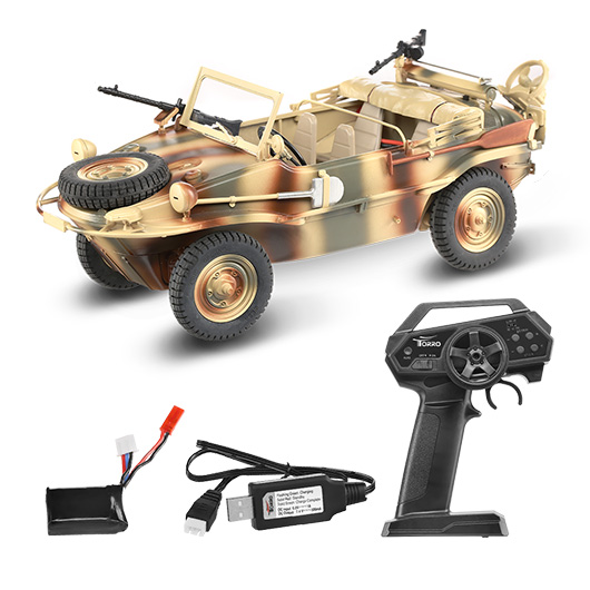 Torro RC Schwimmwagen VW Typ 166 1:16 RTR Tarnfarbe 2,4 Ghz