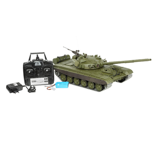 Heng-Long RC Panzer T-72, grün 1:16 schussfähig, Infrarot-Gefechtssystem, Rauch & Sound, Metallgetriebe, Metallketten, RTR