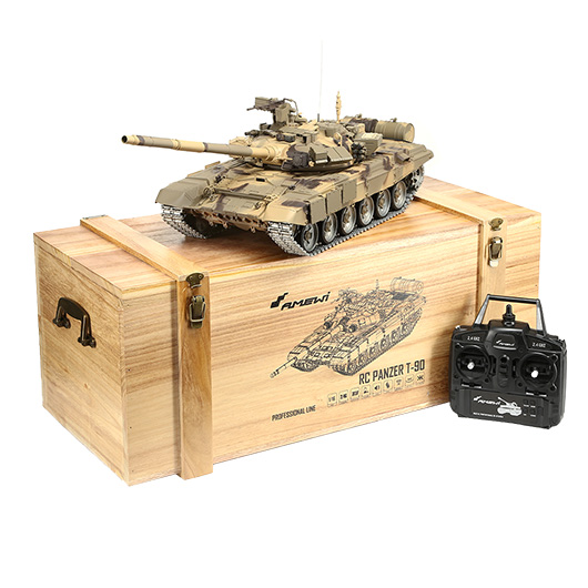 Amewi Rc Panzer Russischer T-90 tarn, 1:16, RTR, schussf., Infrarot-Gefechtssystem, Rauch & Sound, Metallgetriebe -ketten